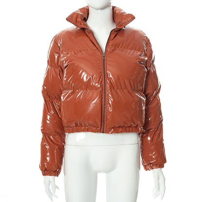 A20666T Damen Herbst/Winter PU-Leder Cardigan Jacke