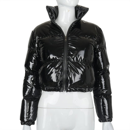 A20666T Damen Herbst/Winter PU-Leder Cardigan Jacke
