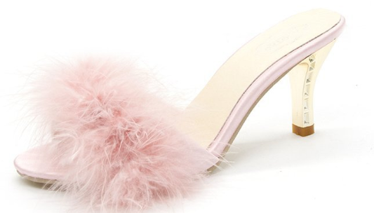 Transparent Crystal High Heels with Feather Fur Slippers