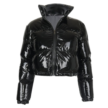 A20666T Damen Herbst/Winter PU-Leder Cardigan Jacke
