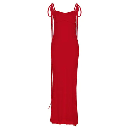 Rückenfreies, langes Wickelkleid mit Hüfte