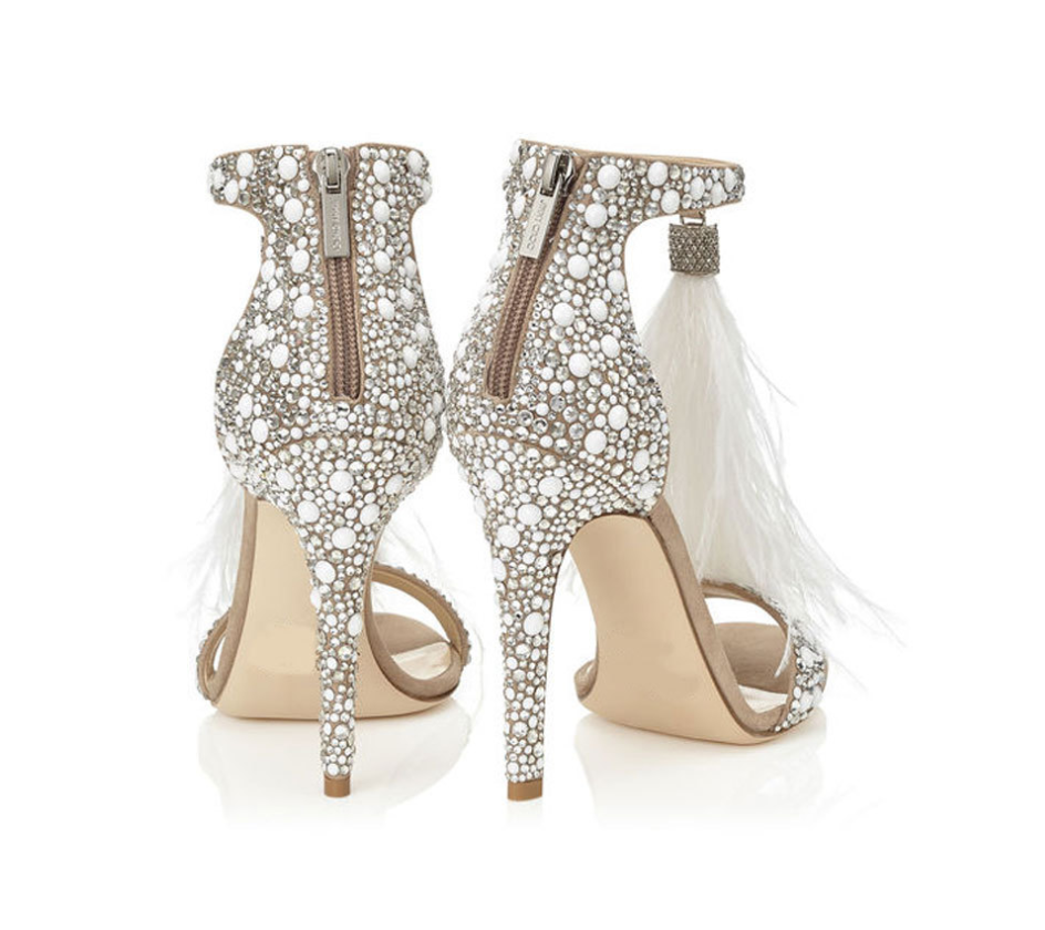 High Heels, Feder Sandalen, Quasten Heels
