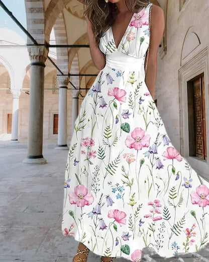 Elegantes langes Partykleid mit Blumenmuster
