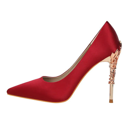 Luxuriöse Seiden-High-Heels für Damenmode-Schuhe