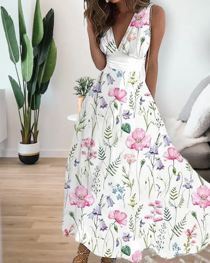Elegantes langes Partykleid mit Blumenmuster