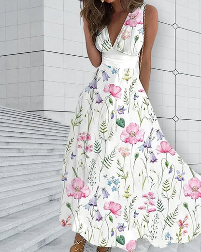 Elegantes langes Partykleid mit Blumenmuster