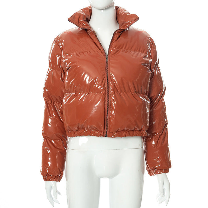 A20666T Damen Herbst/Winter PU-Leder Cardigan Jacke