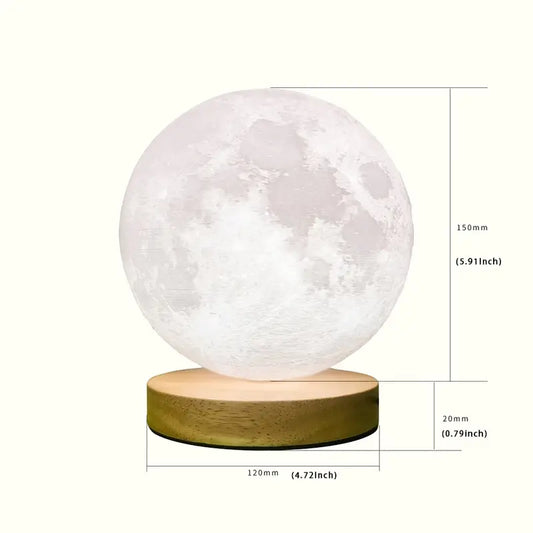 3D Mondlampe mit Holzsockel als Nachtlicht