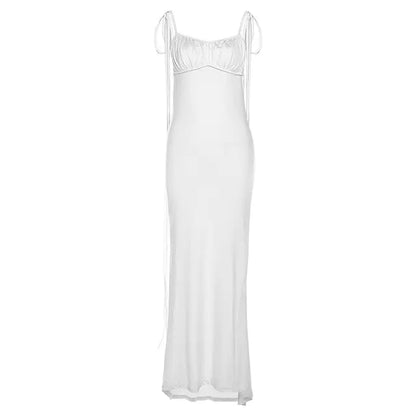 Rückenfreies, langes Wickelkleid mit Hüfte