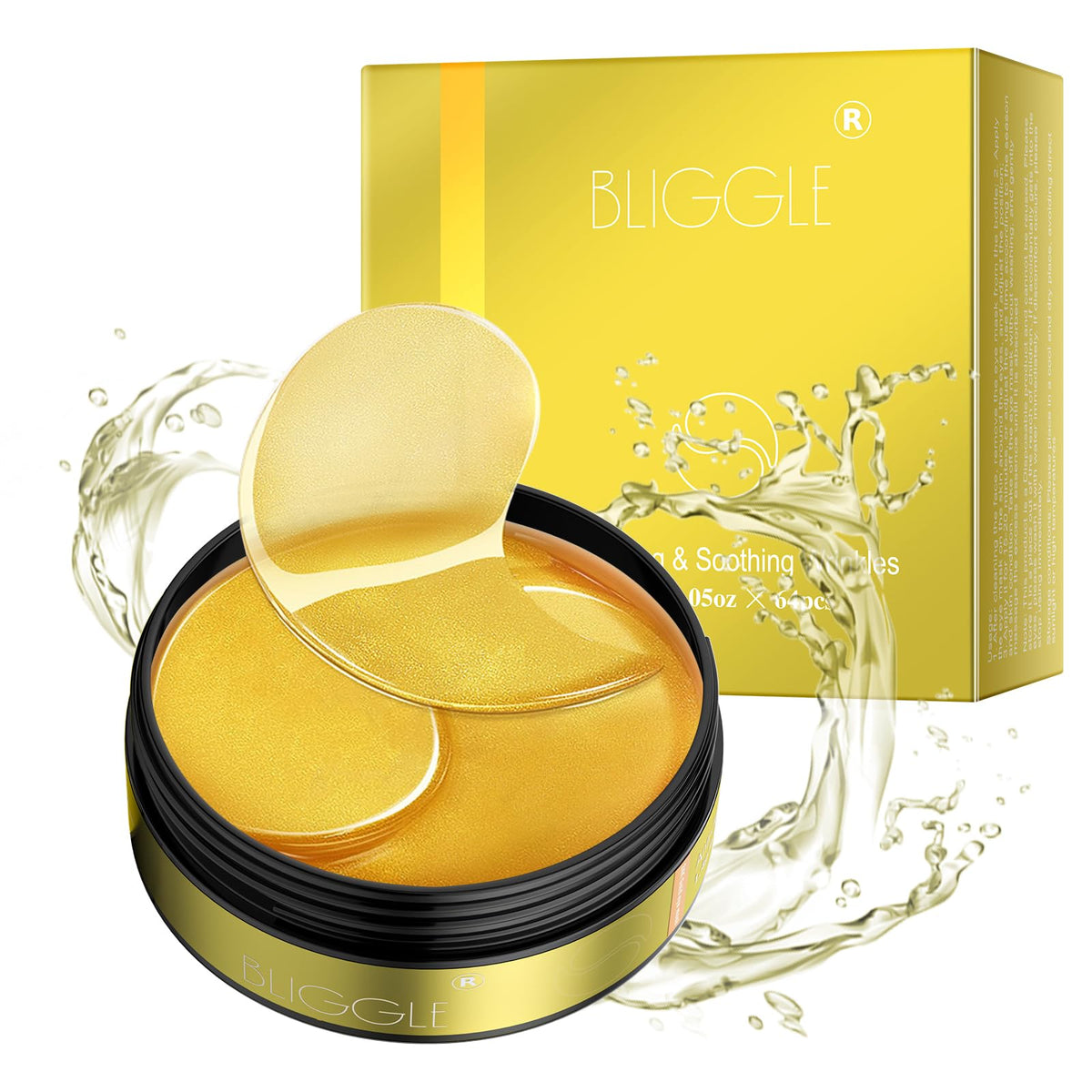 BLIGGLE Unter-Augen Patches (64 Stk.) - 24K Gold Augenmaske mit Hyaluronsäure